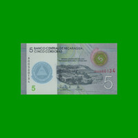 BILLETE DE NICARAGUA 5 CORDOBAS, POLYMERO PICK NEW, ESTADO SIN CIRCULAR.-