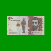 BILLETE DE COLOMBIA $ 5.000,00, PICK 459,PREFIJO AK, AÑO 2020, ESTADO SIN CIRCULAR.-