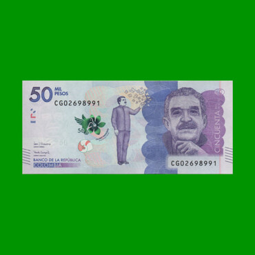 BILLETE DE COLOMBIA $ 50.000,00, PICK 462,PREFIJO CG, AÑO 2020, ESTADO SIN CIRCULAR.-