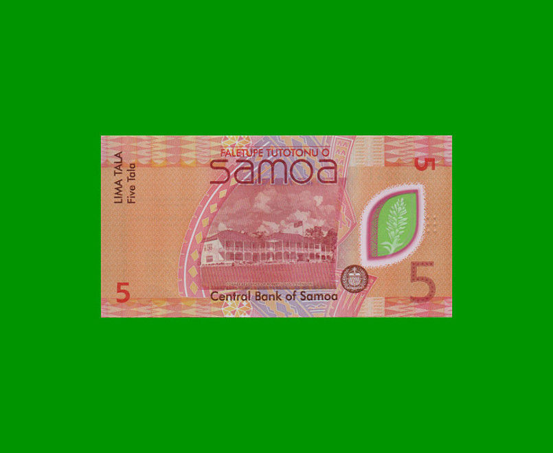 BILLETE DE SAMOA 5 TALA, PICK 47, AÑO 2019 ESTADO SIN CIRCULAR.- - Imagen 2