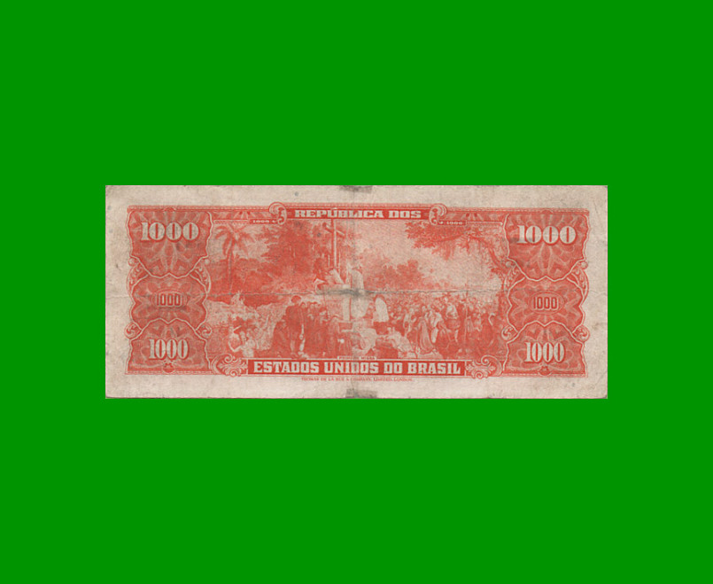 BILLETE DE BRASIL 1.000 CRUZEIROS, PICK 181, AÑO 1963, ESTADO BUENO.- - Imagen 2