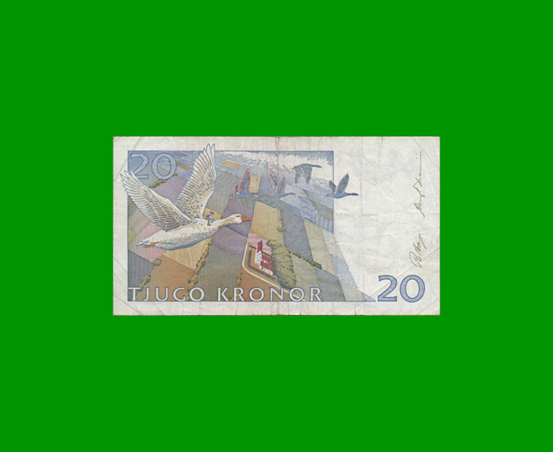 BILLETE DE SUECIA 20 KRONOR, PICK 61a, AÑO 1991 ESTADO BUENO+ .- - Imagen 2