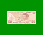BILLETE DE TURQUIA 50 LIRAS, PICK 225c, AÑO 2009, ESTADO BUENO.- - Imagen 2