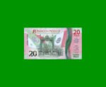 BILLETE DE MEXICO $20,00, POLYMERO, PICK NEW, AÑO 2021, BICENTENARIO DE LA INDEPENDENCIA NACIONAL,ESTADO SIN CIRCULAR.-