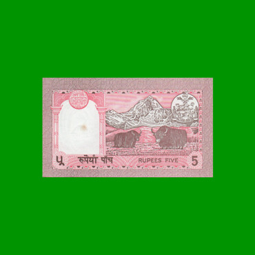 BILLETE DE NEPAL 5 RUPIAS, PICK 30, AÑO1993, ESTADO SIN CIRCULAR.-