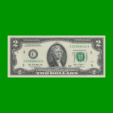 BILLETE DE EEUU 2,00 DOLARES, SELLO VERDE, PICK 538, ESTADO SIN CIRCULAR.-