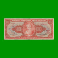 BILLETE DE BRASIL 1.000 CRUZEIROS, PICK 181, AÑO 1963, ESTADO BUENO.-