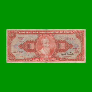 BILLETE DE BRASIL 1.000 CRUZEIROS, PICK 181, AÑO 1963, ESTADO BUENO.-