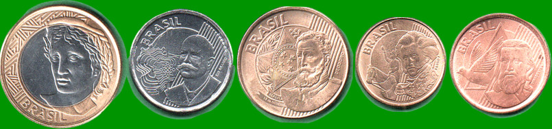 BRASIL SET DE CINCO MONEDAS 5,10,25, 50 Ctvos y 1 REAL BIMETALICA, AÑO 2023, ESTADO NUEVAS.- - Imagen 2