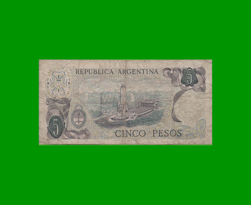 REPOSICION BILLETE PESOS LEY 18.188 $ 5,00, BOT 2329, ESTADO BUENO .- - Imagen 2