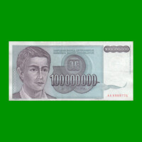 BILLETE DE YUGOSLAVIA 100.000.000 DINARA, PICK 116b, AÑO 1993 ESTADO MUY BUENO+ .-