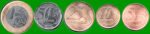 BRASIL SET DE CINCO MONEDAS 5,10,25, 50 Ctvos y 1 REAL BIMETALICA, AÑO 2023, ESTADO NUEVAS.-