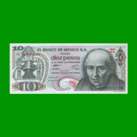 BILLETE DE MEXICO $10,00 PICK 63i, AÑO 1977, ESTADO SIN CIRCULAR.-