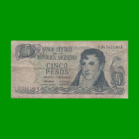 REPOSICION BILLETE PESOS LEY 18.188 $ 5,00, BOT 2329, ESTADO BUENO .-