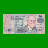 BILLETE DE URUGUAY $10,00 PICK 81, AÑO 1998, SERIE A, ESTADO BUENO+ .-