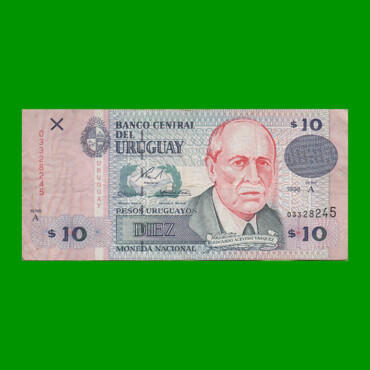 BILLETE DE URUGUAY $10,00 PICK 81, AÑO 1998, SERIE A, ESTADO BUENO+ .-