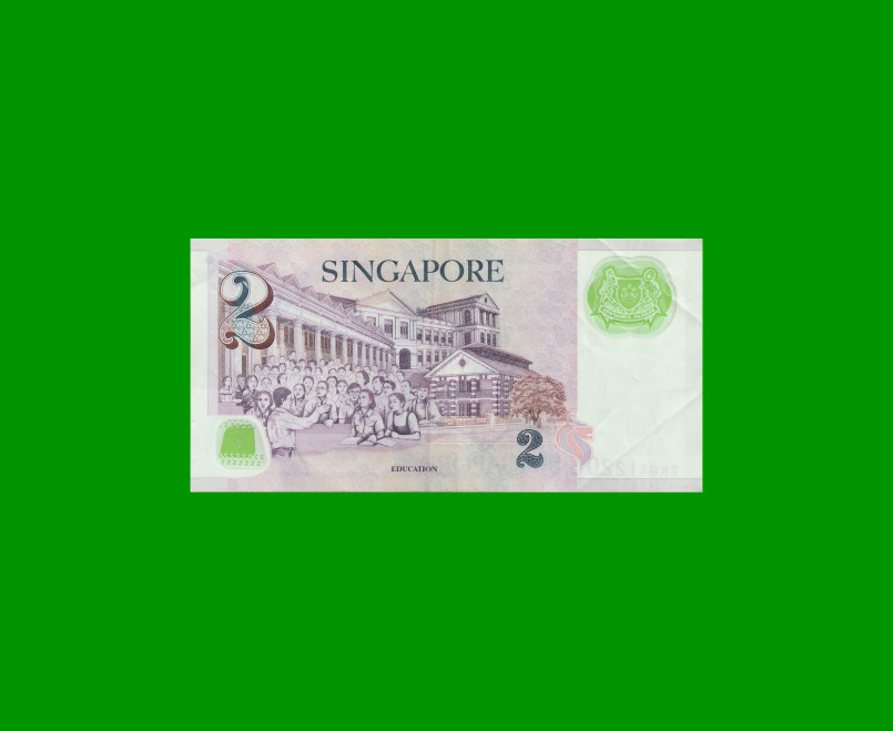 BILLETE DE SINGAPUR 2 DOLARES, PICK 46a, ESTADO BUENO.- - Imagen 2