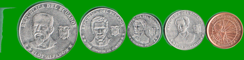 ECUADOR SET DE CINCO MONEDAS 1,5,10,25 Y 50 CTVOS,  AÑO 2002/03, ESTADO EXC.-.- - Imagen 2