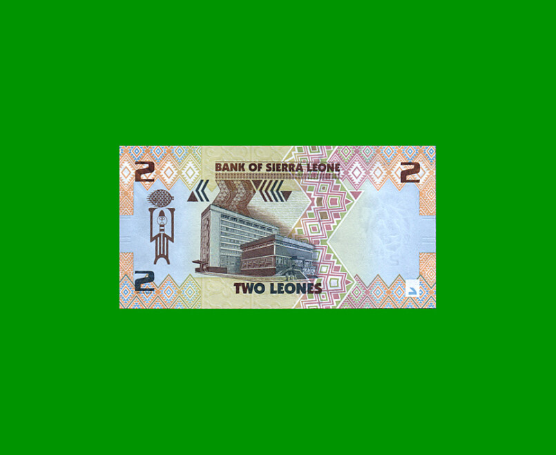 BILLETE DE SIERRA LEONA 2 LEONES, PICK 35, AÑO 2022, ESTADO SIN CIRCULAR.- - Imagen 2