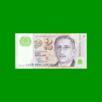 BILLETE DE SINGAPUR 2 DOLARES, PICK 46a, ESTADO BUENO.-