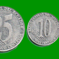 ECUADOR SET DE CINCO MONEDAS 1,5,10,25 Y 50 CTVOS,  AÑO 2002/03, ESTADO EXC.-.-