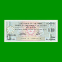 BONO DE TUCUMAN 10,00 AUSTRALES, EC 114, AÑO 1989, ESTADO SIN CIRCULAR.-