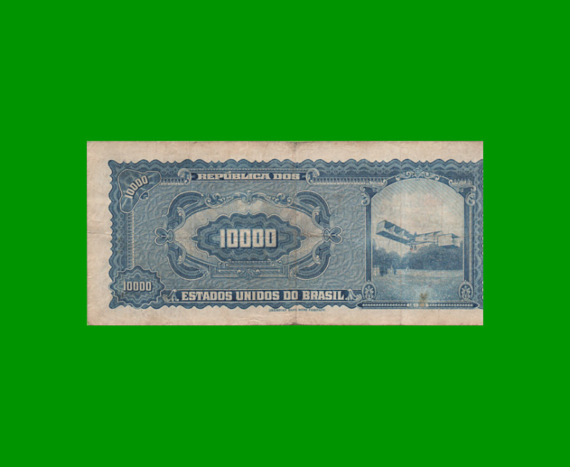 BILLETE DE BRASIL 10.000 CRUZEIROS RESELLADO 10 CRUZEIROS NOVOS, PICK 189c, AÑO 1967, ESTADO BUENO+ .- - Imagen 2