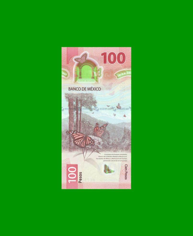 BILLETE DE MEXICO $100,00, POLYMERO, PICK NEW, AÑO 2021, ESTADO SIN CIRCULAR.- - Imagen 2