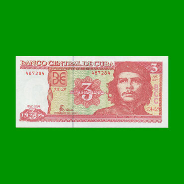 BILLETE DE CUBA $3,00 PICK 127a, AÑO 2004, ESTADO SIN CIRCULAR.-