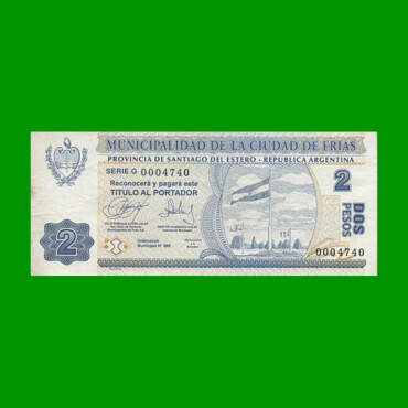 BONO DE LA MUNICIPALIDAD DE FRIAS $2,00, SERIE G, AÑO 2001, ESTADO EXCELENTE- .- .-