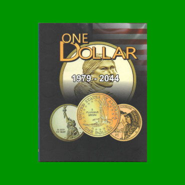 ÁLBUM VACIO PARA MONEDAS DE EEUU, ONE DOLLAR AÑOS 1979-2044, NUEVO.-