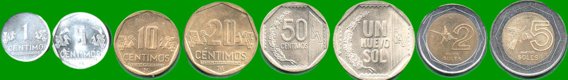 PERÚ SET DE OCHO MONEDAS 1,5,10,20,50 CENTIMOS Y 1,2,5 SOLES, AÑO 2007/08, ESTADO NUEVAS.-