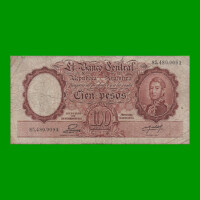 MONEDA NACIONAL $100,00, BOT 2044, AÑO 1954, ESTADO BUENO.-