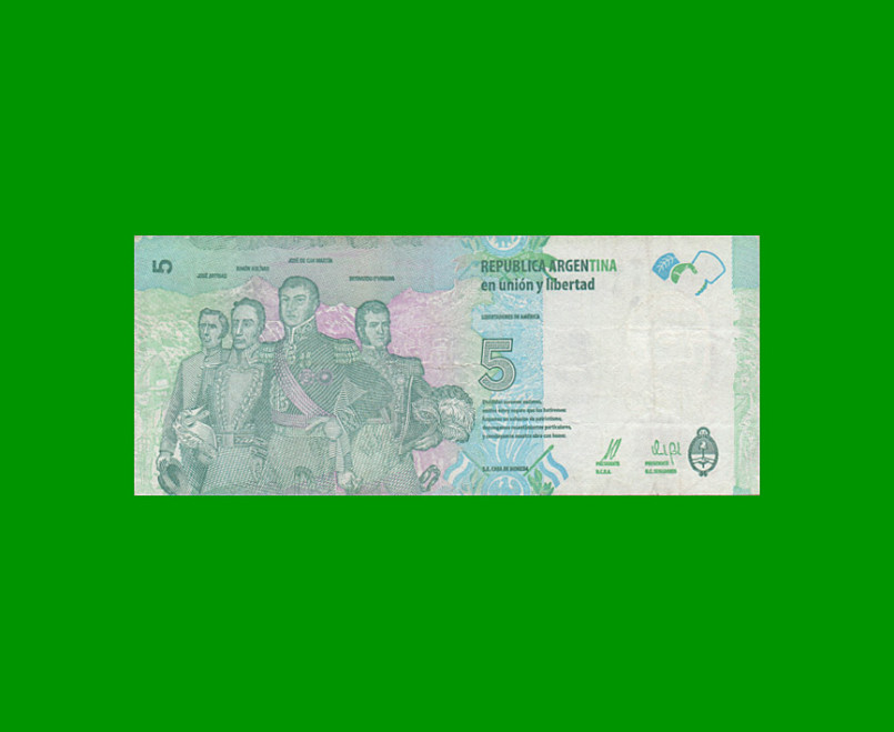 PESOS 3er DISEÑO $5,00, BOT 3902, AÑO 2015, ESTADO MUY BUENO+ .- - Imagen 2