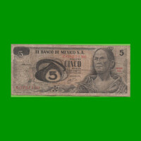 BILLETE DE MEXICO $5,00 PICK 62, AÑO 1969, ESTADO BUENO.-