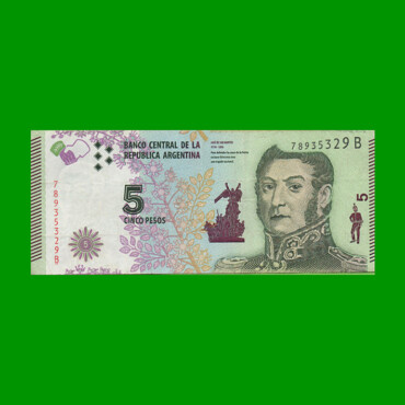 PESOS 3er DISEÑO $5,00, BOT 3902, AÑO 2015, ESTADO MUY BUENO+ .-