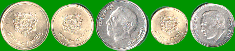 MARRUECOS SET DE CINCO MONEDAS 1/2,1,5,10 Y 20 CENTIMOS, AÑO 1987, ESTADO NUEVAS.- - Imagen 2