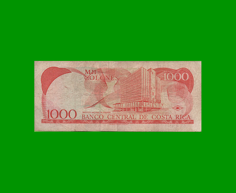 BILLETE DE COSTA RICA 1000 COLONES, PICK 264c, AÑO 1999, BUENO.- - Imagen 2