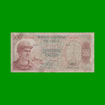 BILLETE DE CHILE 500 ESCUDOS, PICK 145, AÑO 1921, ESTADO BUENO.-