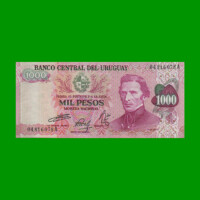 BILLETE DE URUGUAY $1.000,00, PICK 52, AÑO 1974, SERIE A, ESTADO EXCELENTE+.-
