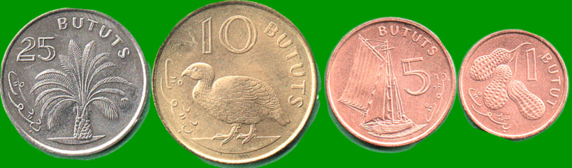 GAMBIA SET DE CUATRO MONEDAS 1,5,10 Y 25 BUTUTS , AÑO 1998, ESTADO NUEVAS.-