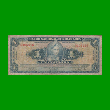 BILLETE DE NICARAGUA 1 CORDOBA, PICK 99b, MUY BUENO - .-