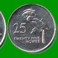 ZAMBIA SET DE CINCO MONEDAS 1,2,25,50 NGWE Y 1 KWACHA , AÑO 1983/92  ESTADO NUEVAS.-