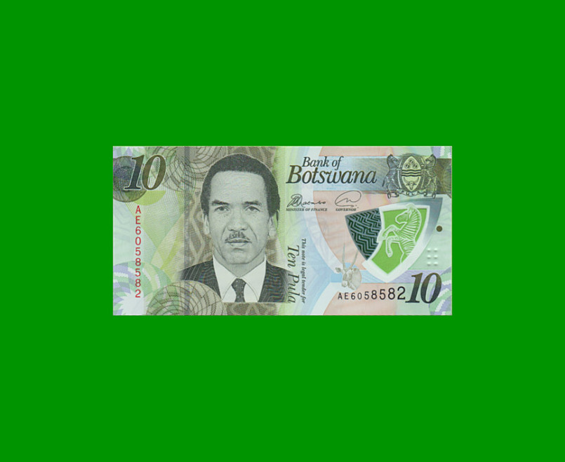 BILLETE DE BOTSWANA 10 PULA, POLYMERO, PICK 35, AÑO 2018,  ESTADO SIN CIRCULAR.-