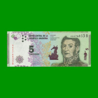 PESOS 3er DISEÑO $5,00, BOT 3902, AÑO 2015, ESTADO EXCELENTE+ .-