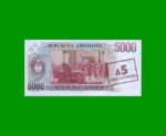 PESOS ARGENTINOS $5.000,00 RESELLADO A 5 AUSTRALES, BOT 2703a, AÑO 1985, ESTADO SIN CIRCULAR.- - Imagen 2