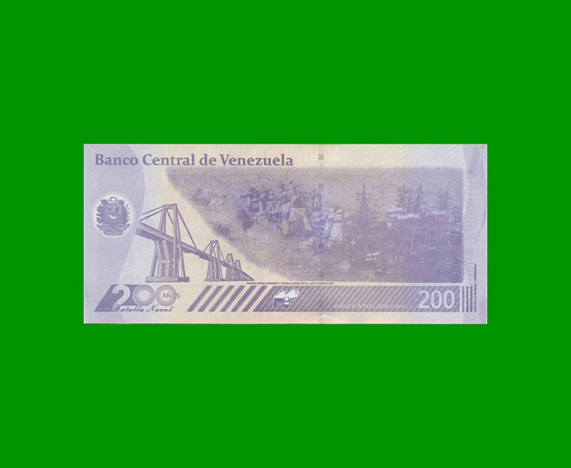 BILLETE DE VENEZUELA 200 BOLIVARES, PICK 120, AÑO 2023, ESTADO SIN CIRCULAR.- - Imagen 2