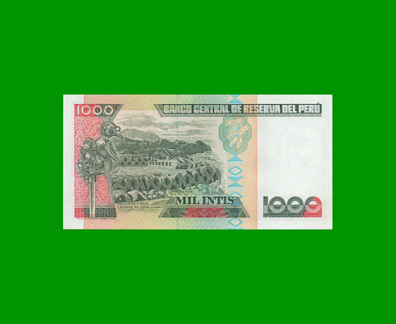 BILLETE DE PERU 1.000 INTIS, PICK 136b, AÑO 1988, ESTADO SIN CIRCULAR.- - Imagen 2