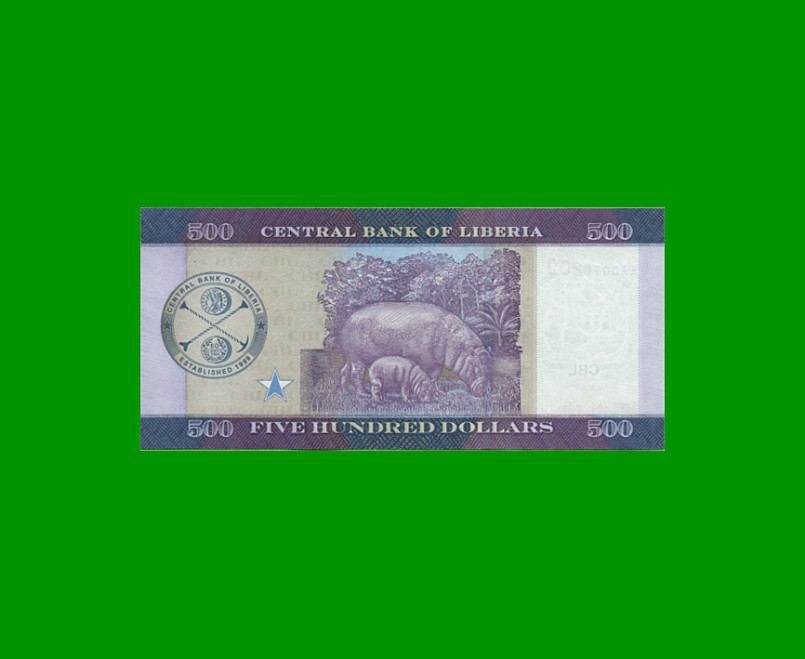 BILLETE DE LIBERIA 500 DOLARES, PICK 36, AÑO 2016, ESTADO SIN CIRCULAR.- - Imagen 2