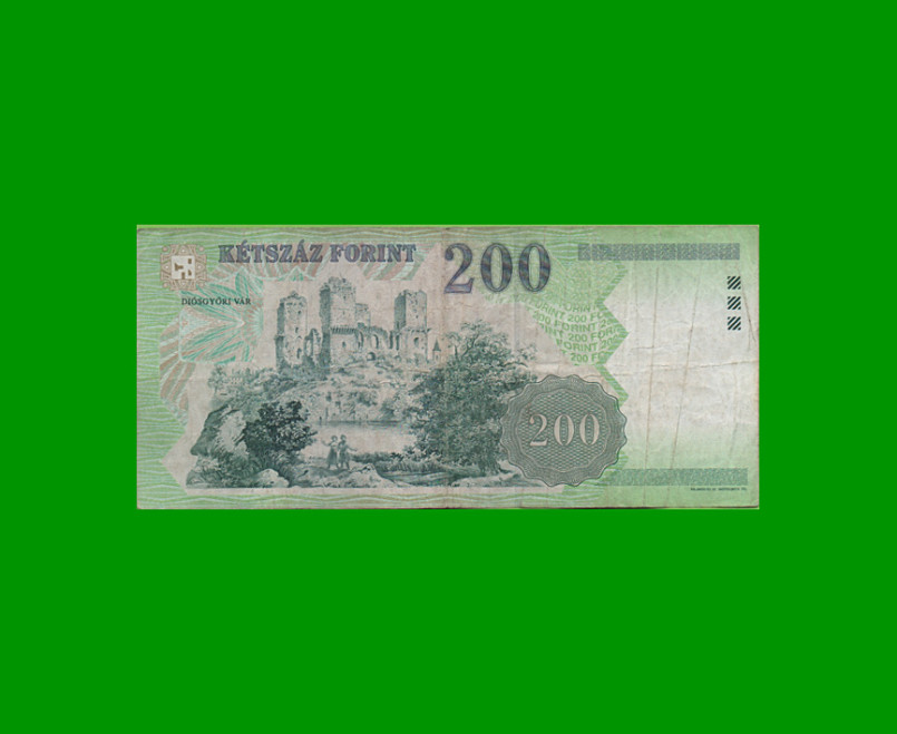 BILLETE DE HUNGRIA 200 FORINT, PICK 187c AÑO 2003 ESTADO BUENO+.- - Imagen 2